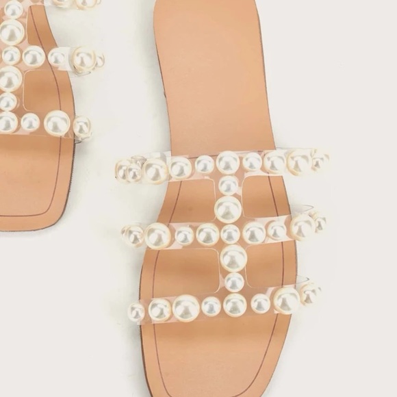 Faux Pearl Decor Slide Sandals - Picture 4 of 7